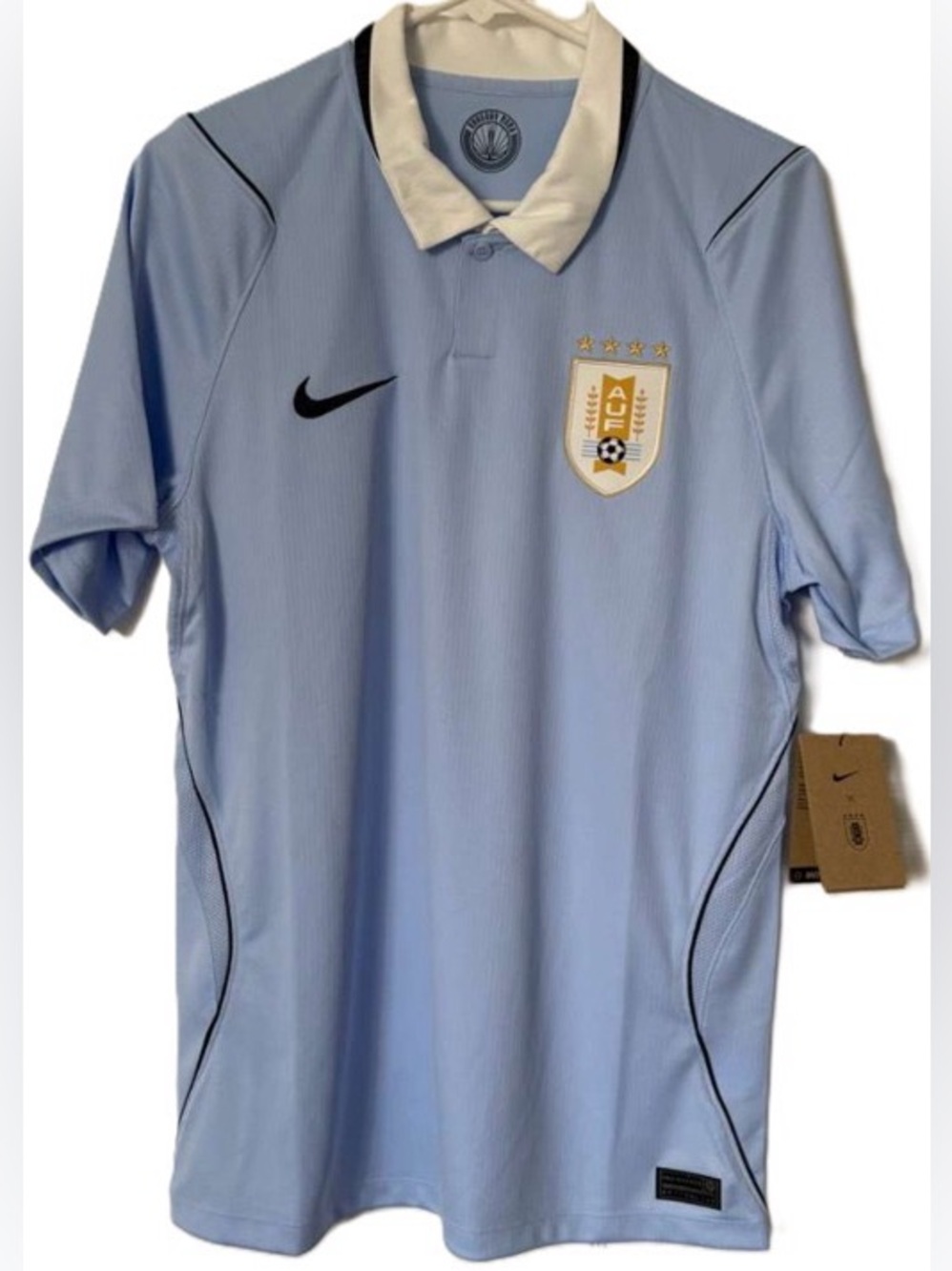 Nike Uruguay Light Blue Polo Home Soccer Jersey Dri Fit World Cup 2026